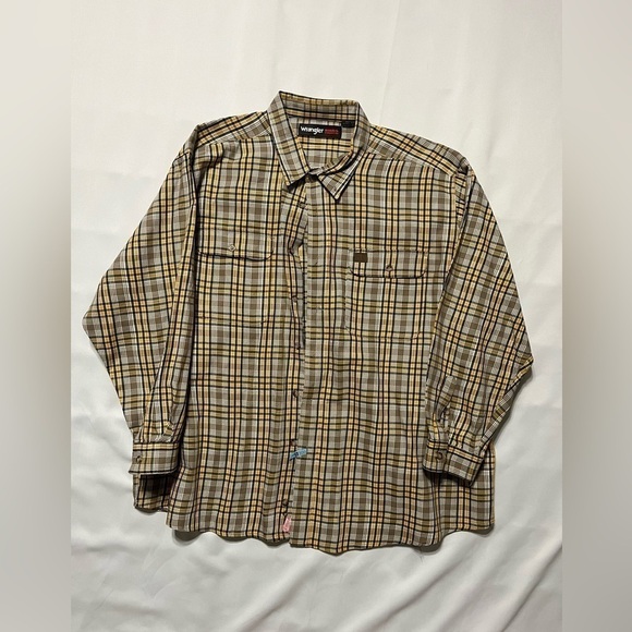 WRANGLER RIGGS WORKWEAR BIG MAN LONG SLEEVE FOREMAN PLAID WORK SHIRT 4X - Picture 4 of 12